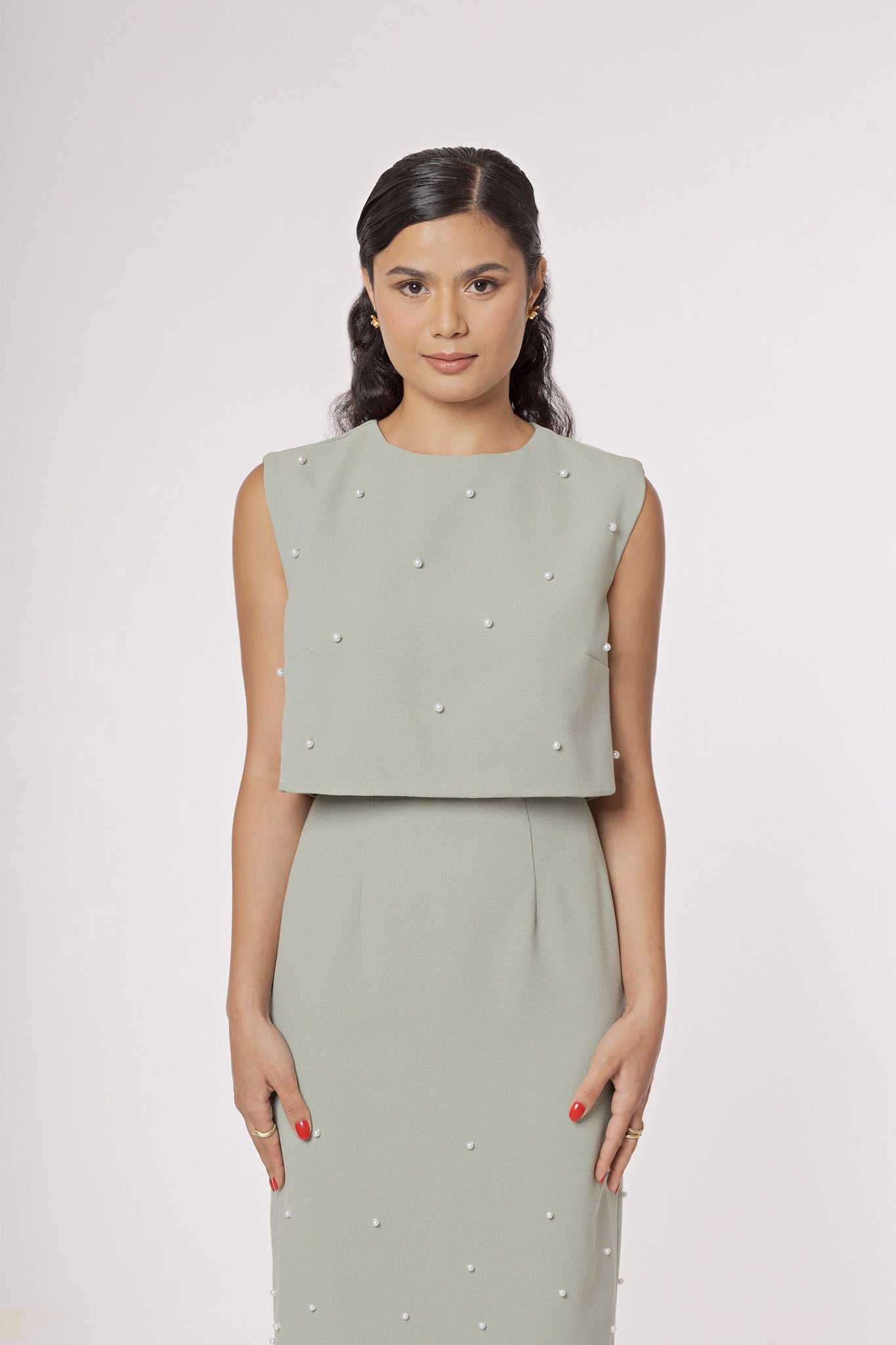 Katrina Top and Skirt in Sage Green