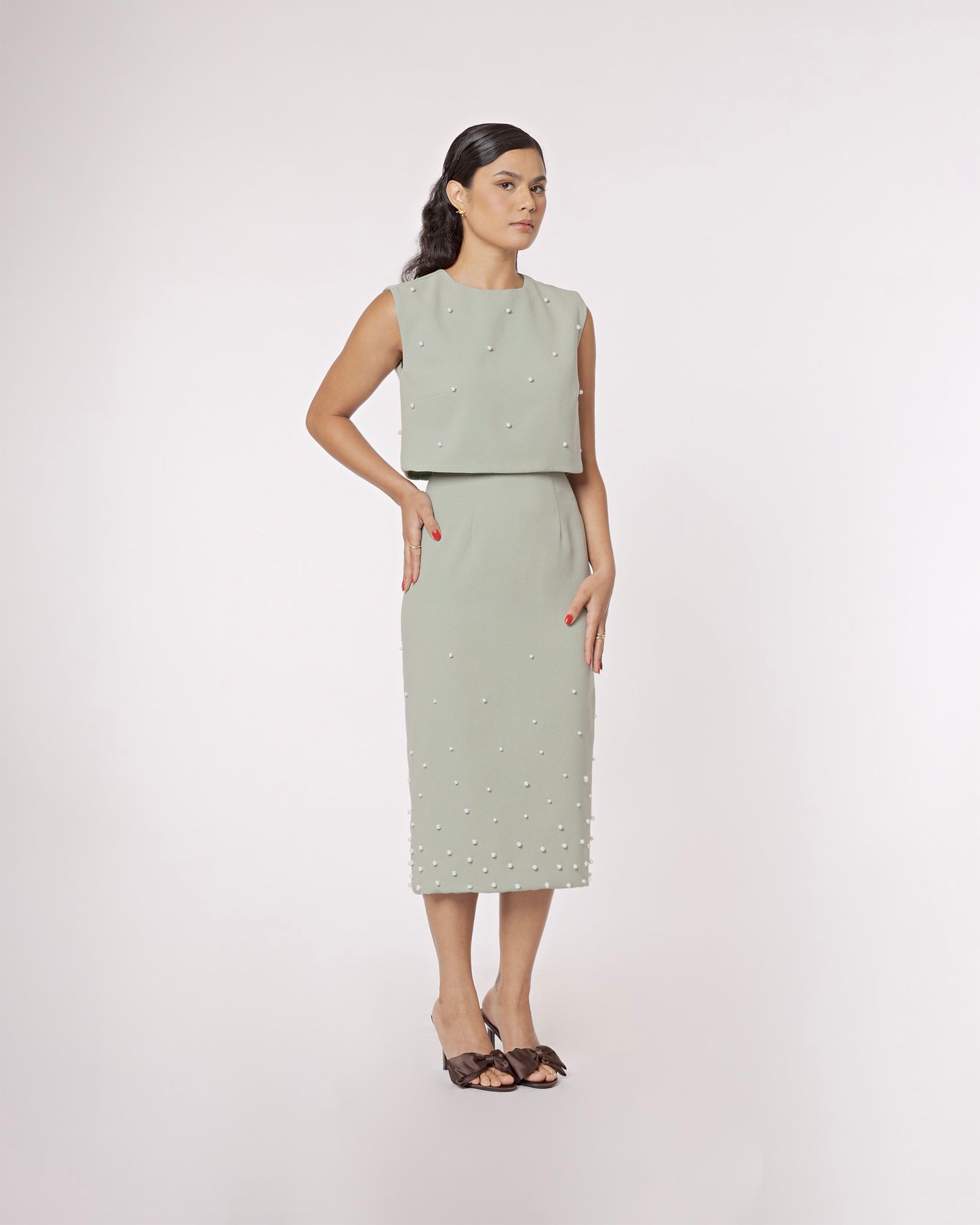 Katrina Top and Skirt in Sage Green